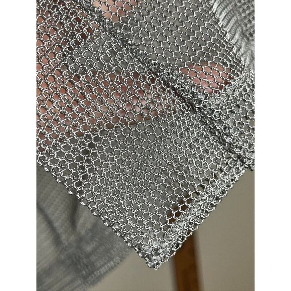 Retro Mesh Cardigan Gray M Funky Edgy Classic Chic Sheer Neutral Futuristic 80s - Picture 2 of 11